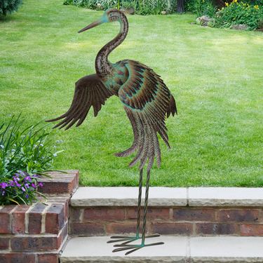 Wings Down Dance Crane Sculpture BronzeImage