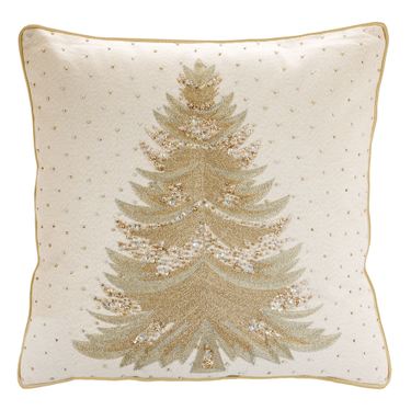 Embellished Tree Decorative Pillow Gold 18 SquareImage