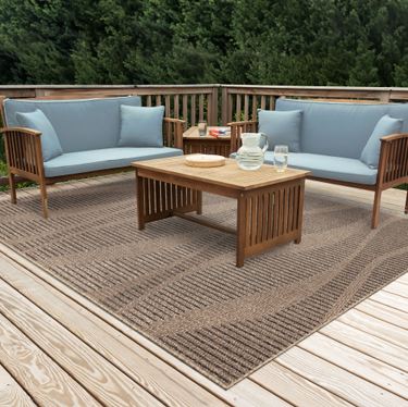 Natural Wave Outdoor Rectangle Rug TaupeImage