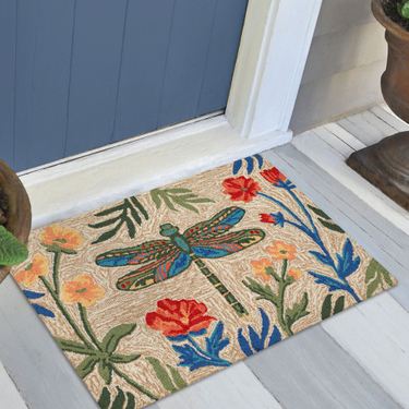 Floral Dragonfly Rectangle Mat Multi BrightImage