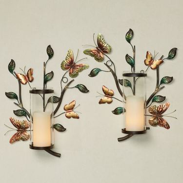 Flight of the Butterfly Wall Sconces Green Set of TwoImage