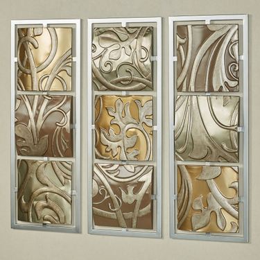 Sydney Scroll Wall Art Panels Multi Metallic Set of ThreeImage