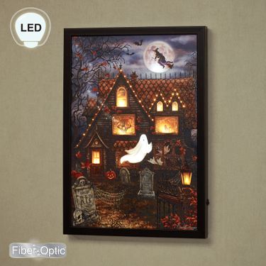 Mystery Mansion Framed Lighted Canvas Wall Art Multi WarmImage