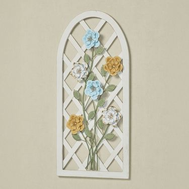 Arched Lattice Rose Wall Art WhiteImage