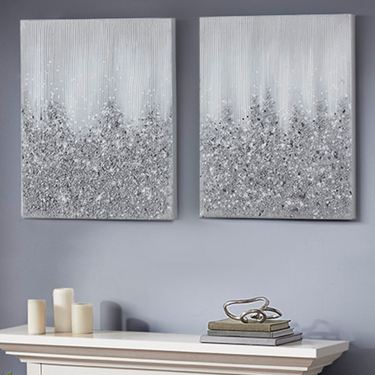 Aura Canvas Wall Art Silver Set of TwoImage