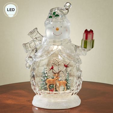 Swirl LED Snowman Glitter Globe ClearImage
