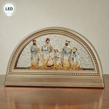 Heavenly Night LED Swirl Nativity Light GoldImage