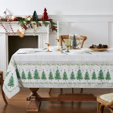 Trees Oblong Tablecloth GreenImage