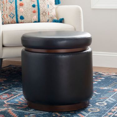 Neo Round Storage Ottoman BlackImage