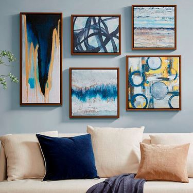 Sonata Canvas Gallery Wall Art Blue/White Set of FiveImage