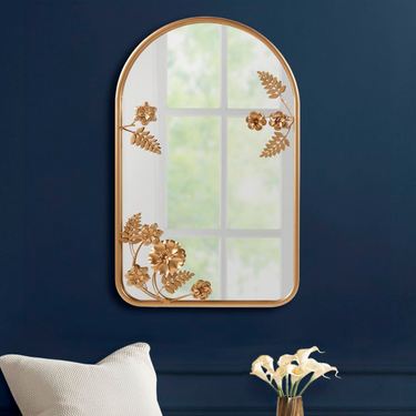 Adaline Arched Floral Wall Mirror GoldImage