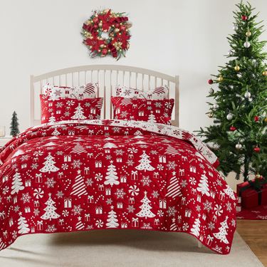 Peppermint Party Mini Coverlet Set RedImage