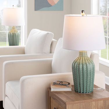 Florian Table Lamps Aqua Mist Set of TwoImage