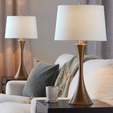 Lenuxe Table Lamps Light Bronze Set of TwoImage