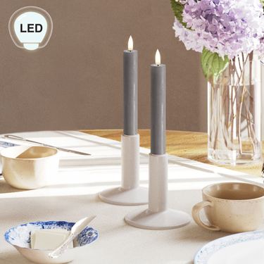 Deluxe Home Art LED Taper Candles Gray Set of TwoImage