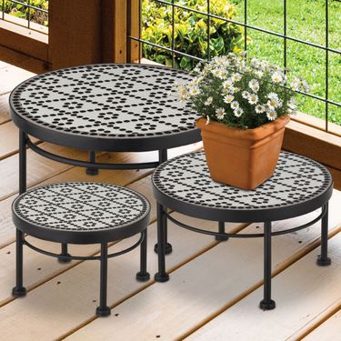 Kaylen Plant Stands Black Set of ThreeImage