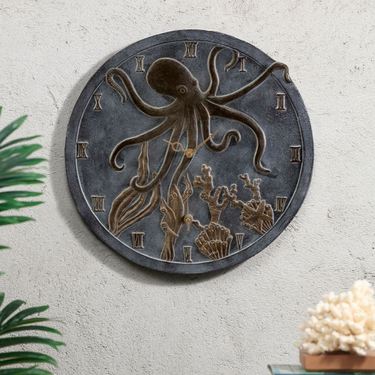 Octopus Garden Thermometer Wall Clock GrayImage