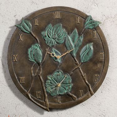 Floral Garden Thermometer Wall Clock BronzeImage
