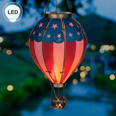 Americana Extra Large Hot Air Balloon Solar Lantern RedImage