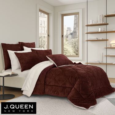 Everett Ribbed Comforter Set BrickImage