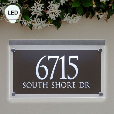 Crystal LED Lighted Address Wall Sign BlackImage
