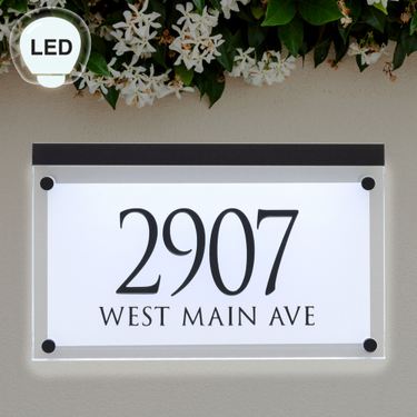 Frosted Crystal LED Lighted Address Wall Sign White/BlackImage