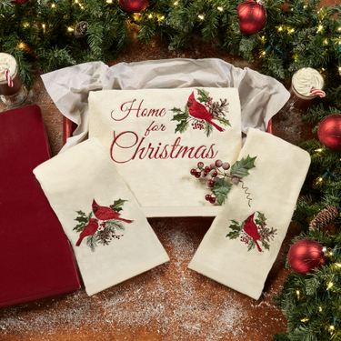 Sweet Cardinals Bath Towel Set Light Cream Bath Hand FingertipImage