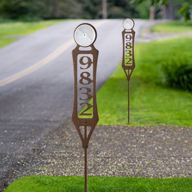 Pathways Vertical Personalized Reflective Driveway Marker Stakes Weathered Bronze Vertical Set of TwoImage