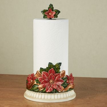 Holiday Poinsettia Paper Towel Holder RedImage
