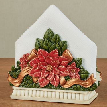 Holiday Poinsettia Napkin Holder RedImage