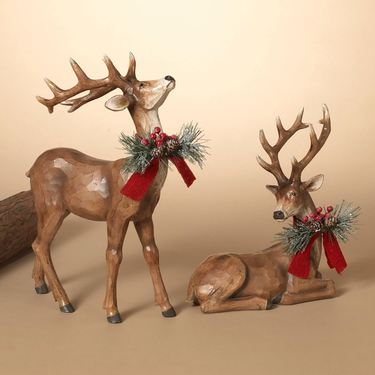 Woodland Deer Figures Brown Set of TwoImage