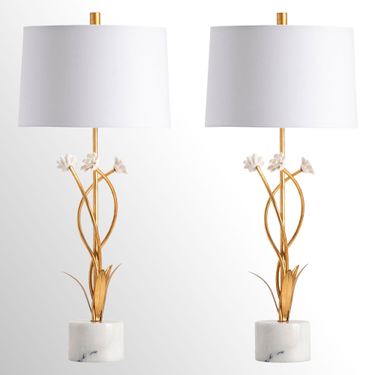 Botanical Garden Table Lamp Pair White/GoldImage
