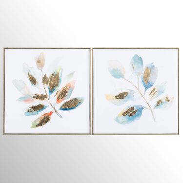 Blair Leaf Canvas Wall Art Multi Jewel Set of TwoImage