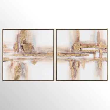 Zuri Abstract Canvas Wall Art Gold Set of TwoImage