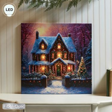 Candy Cane Lane Lighted Canvas Wall Art Multi WarmImage