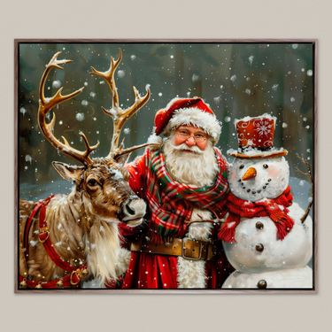 Santas Companions Framed Canvas Wall Art RedImage