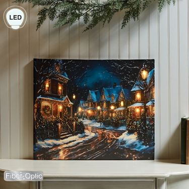 Victorian Christmas Town Lighted Canvas Wall Art Multi WarmImage