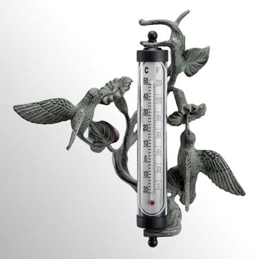 Hummingbird Wall Mount Thermometer GreenImage