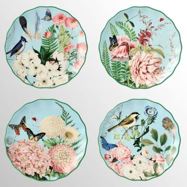 Flora Dessert Plates Multi Earth Set of FourImage