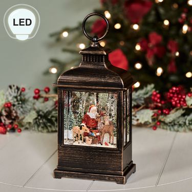 Santa and Forest Friends LED Lantern BronzeImage