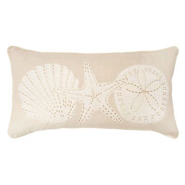 Golden Coast Shells Rectangle Decorative Pillow NaturalImage