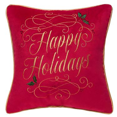Happy Holidays Decorative Pillow RedImage