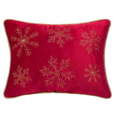 Snowflakes Decorative Pillow RedImage