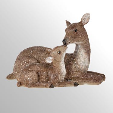 Winter Doe and Fawn Table Sculpture BrownImage