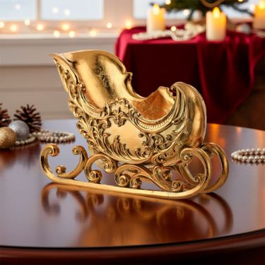 Holiday Scroll Decorative Sleigh GoldImage