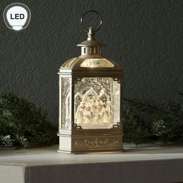 Worshiping Nativity Swirl LED Lantern ChampagneImage