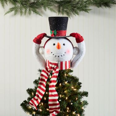 Peppermint Snowman Tree Topper WhiteImage