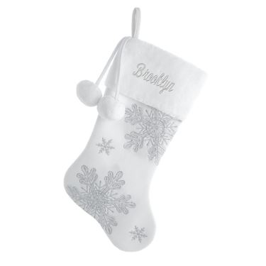 Shimmer Snowflake Stocking WhiteImage