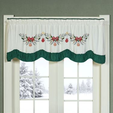 Holiday Dreams Embroidered Scalloped Valance Ivory 72 x 20Image