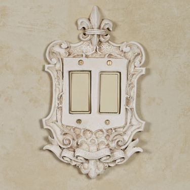 Royal Double Dimmer Rocker Switchplate Old World WhiteImage